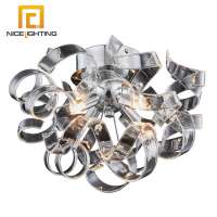 Nice lighting modern balcony bedroom chrome iron pendant chandelier stained glass ceiling light